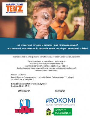 SP 111 i ROKOMI - plakat - Jak rozumieć emocje u dziecka...