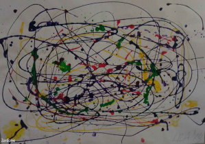 Praca ucznia - inspirowana twórczością Jacksona Pollocka