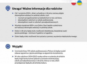 Informacja - Uczniowie z Ukrainy w polskich szkołach.