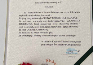 dyplom z uzasadnieniem