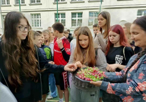 Dziewczęta częstują się przysmakami