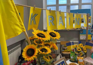 Słoneczniki na stoisku Ukrainy