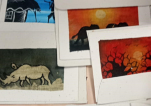 Karty ręcznie malowane na czerpanym papierze - Malawi