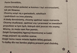 Tekst - treść zapisana na rewersie kartki